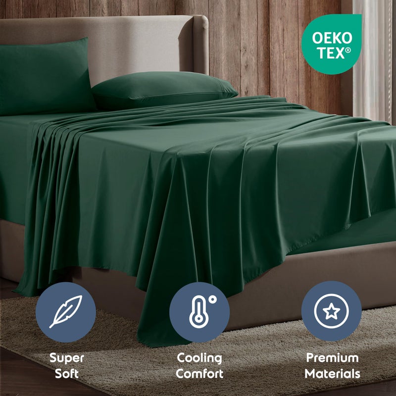 Nestl King Sheet Set - Luxury 1800 Ultra-Soft Microfiber King Bed Sheets - Double Brushed - Deep Pockets - Easy Fit - 4 Piece Set - Bedding Sheets & Pillowcases (King, Dark Green) - Image 5